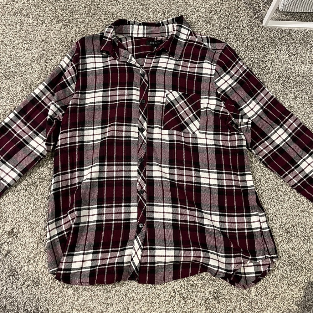 Purple Plaid Button-Up Shirt by Well Worn